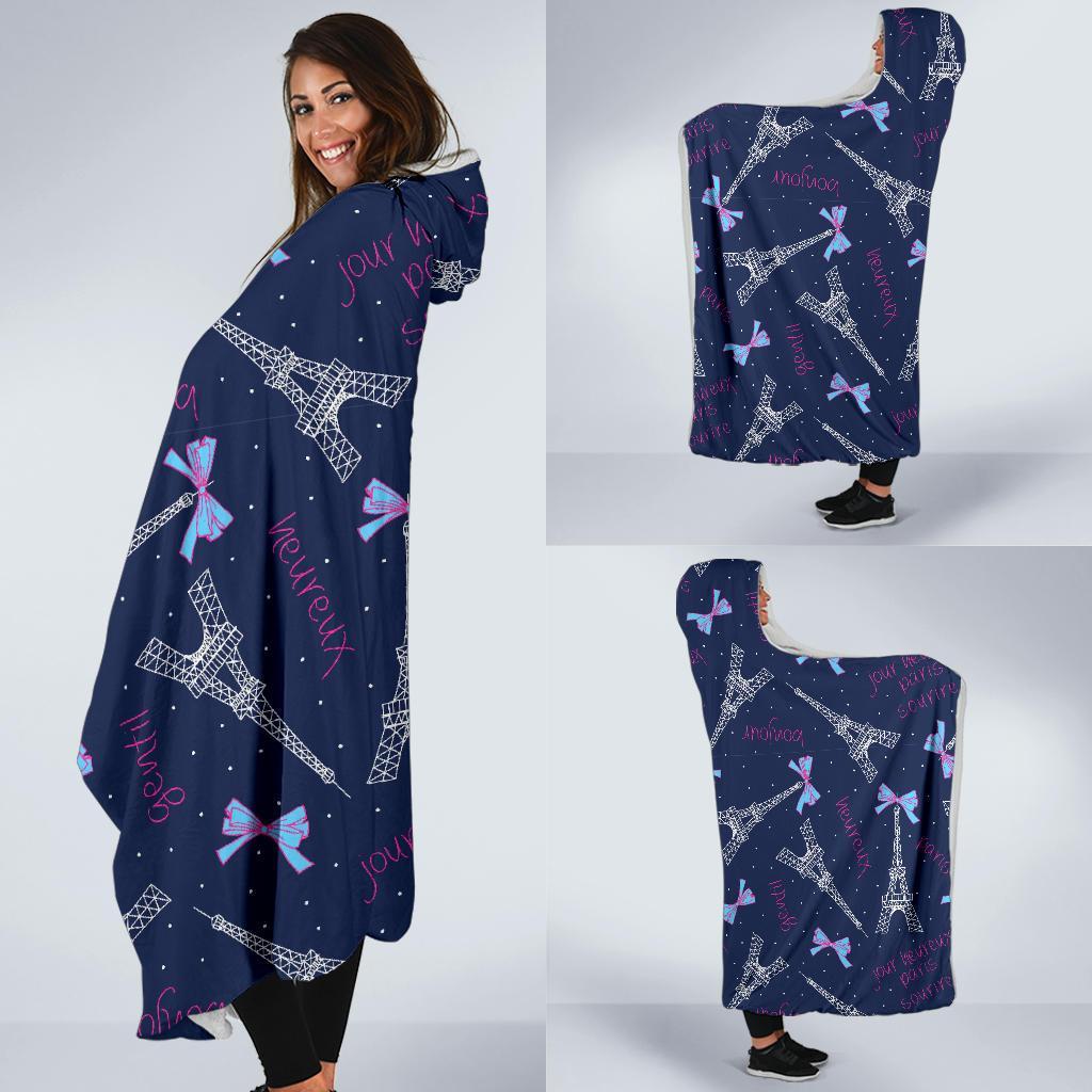 Paris Print Pattern Hooded Blanket-grizzshop