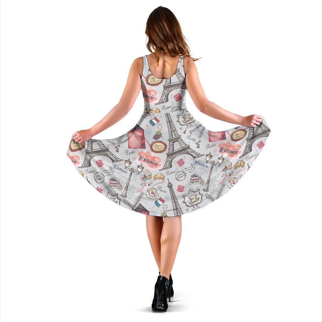 Paris France Pattern Print Dress-grizzshop