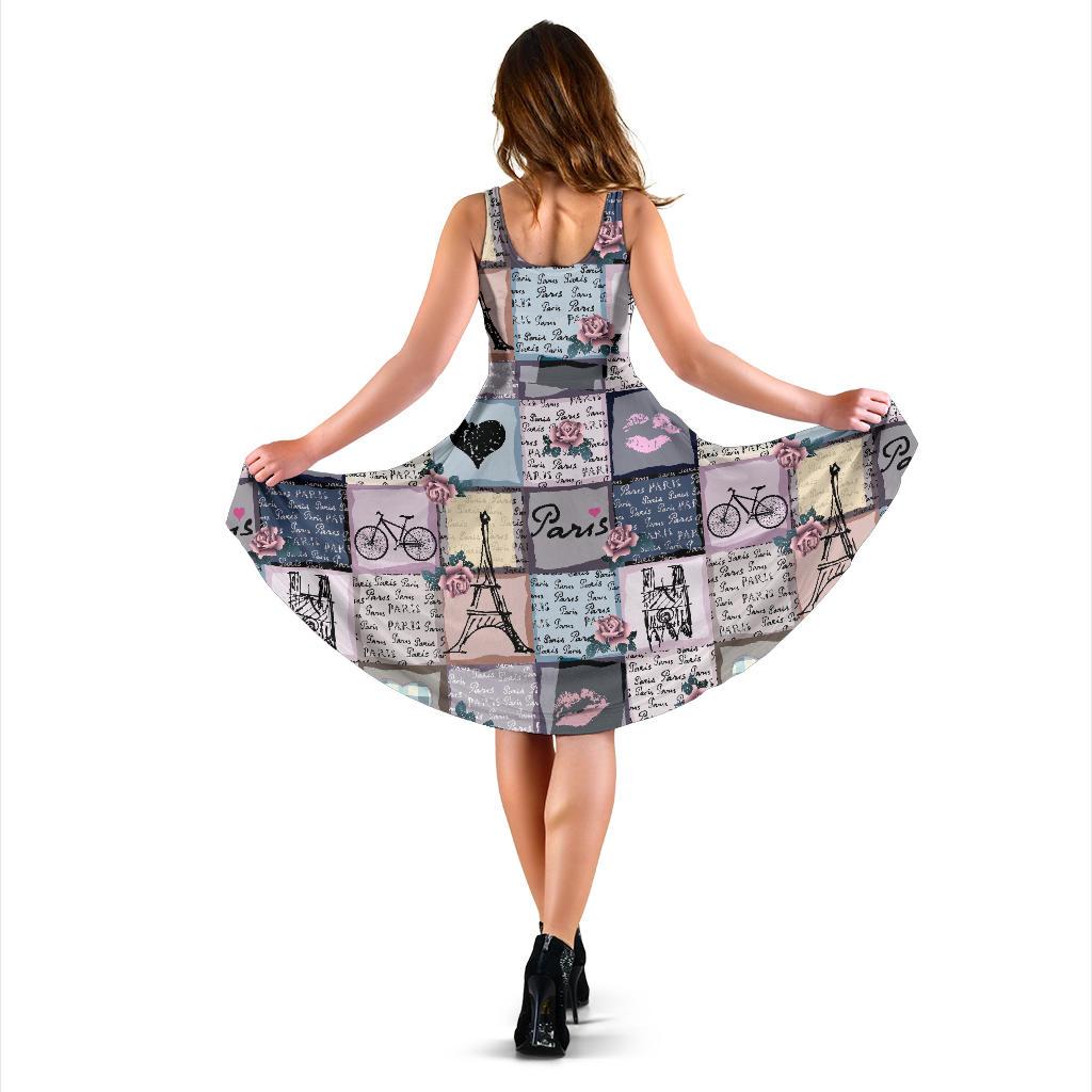 Paris Pattern Print Dress-grizzshop