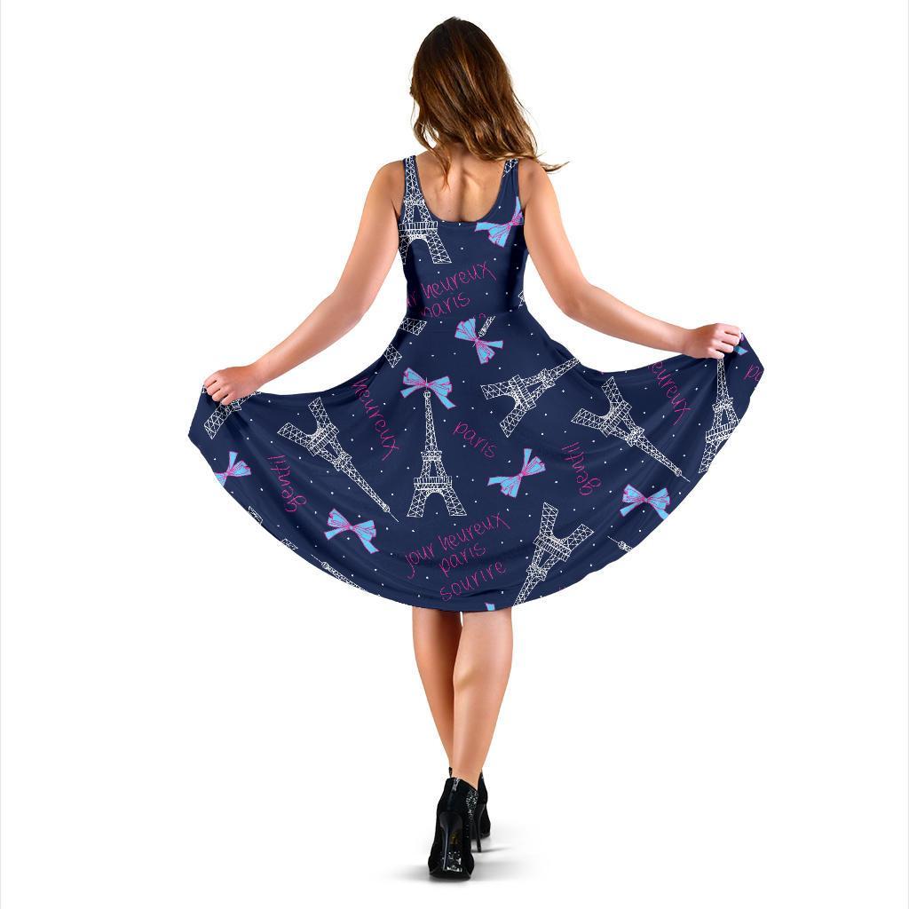 Paris Print Pattern Dress-grizzshop