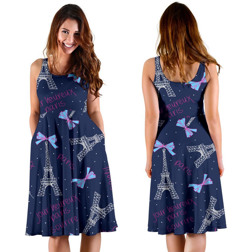 Paris Print Pattern Dress-grizzshop