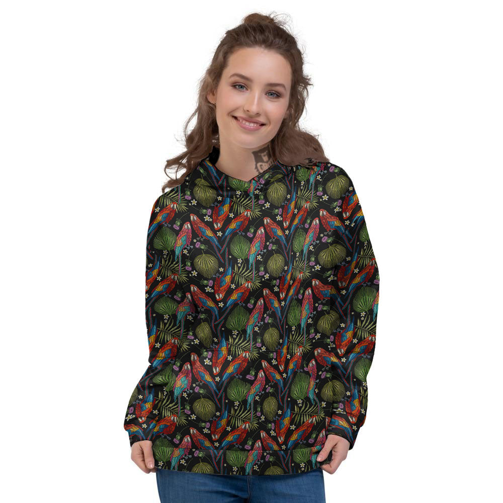 Parrot Embroidery Print Pattern Women's Hoodie-grizzshop