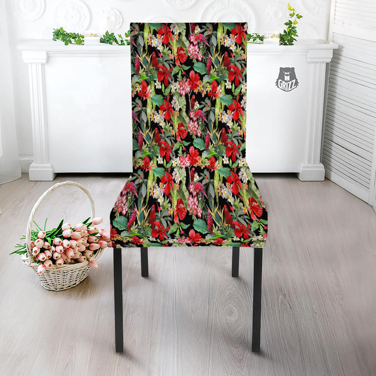 Parrot Hawaiian Tropical Print Pattern Dining Chair Slipcover-grizzshop