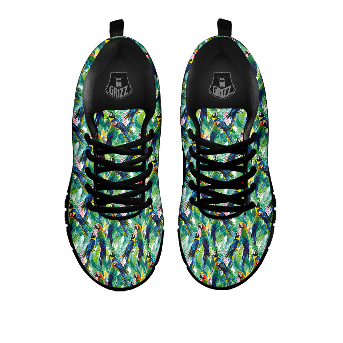 Parrot Macaw Print Pattern Black Sneaker-grizzshop