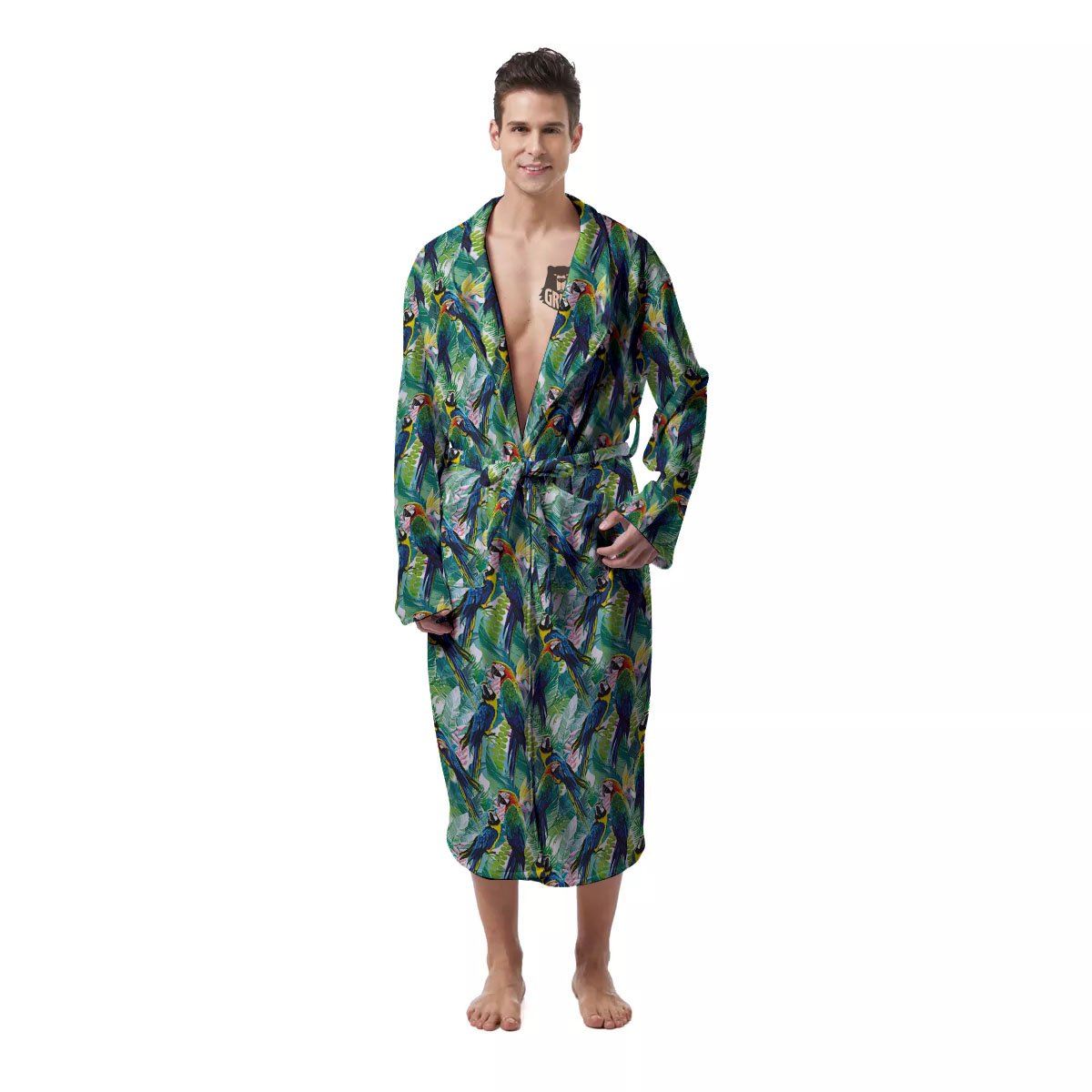 Parrot Macaw Print Pattern Men's Robe-grizzshop