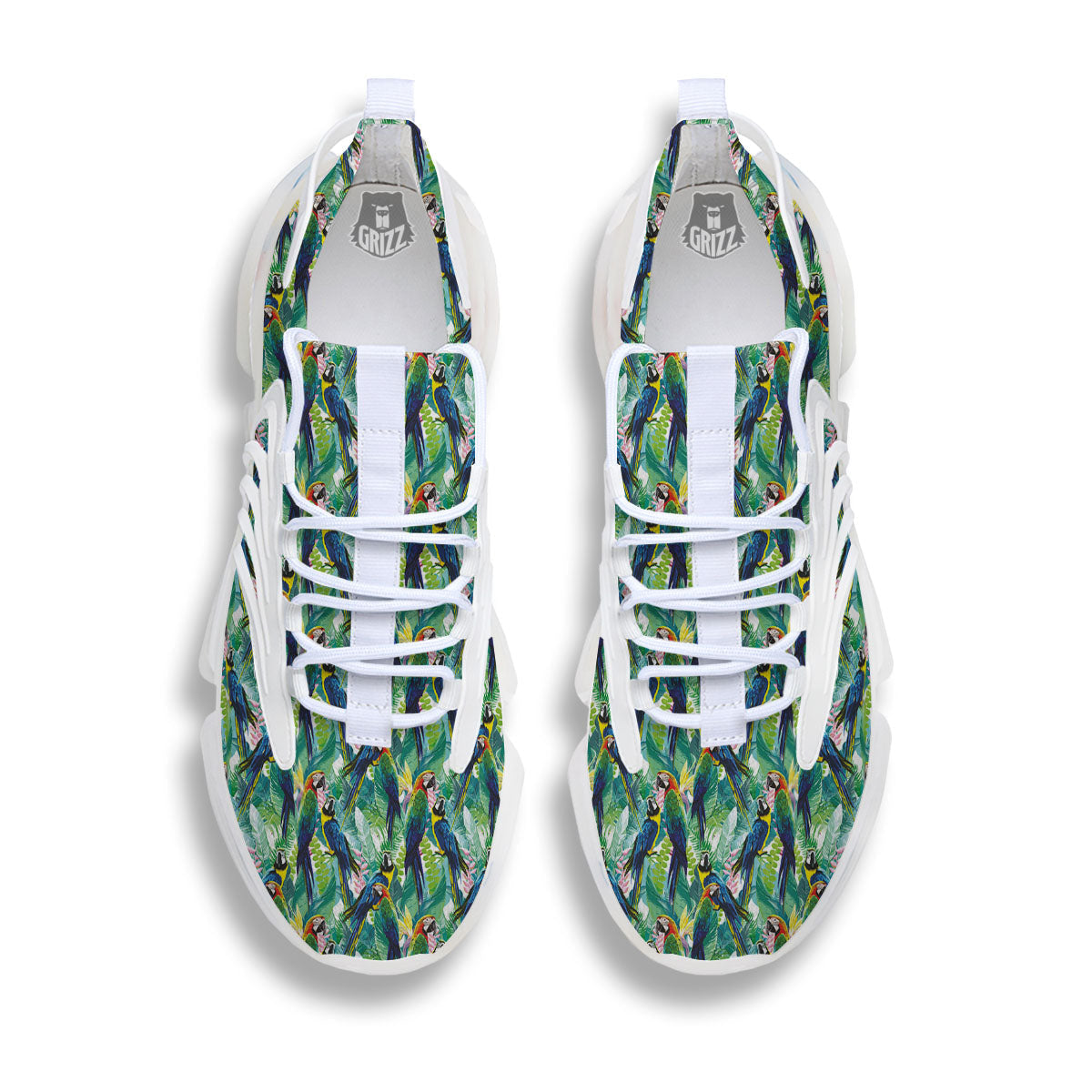 Parrot Macaw Print Pattern White Gym Shoes-grizzshop