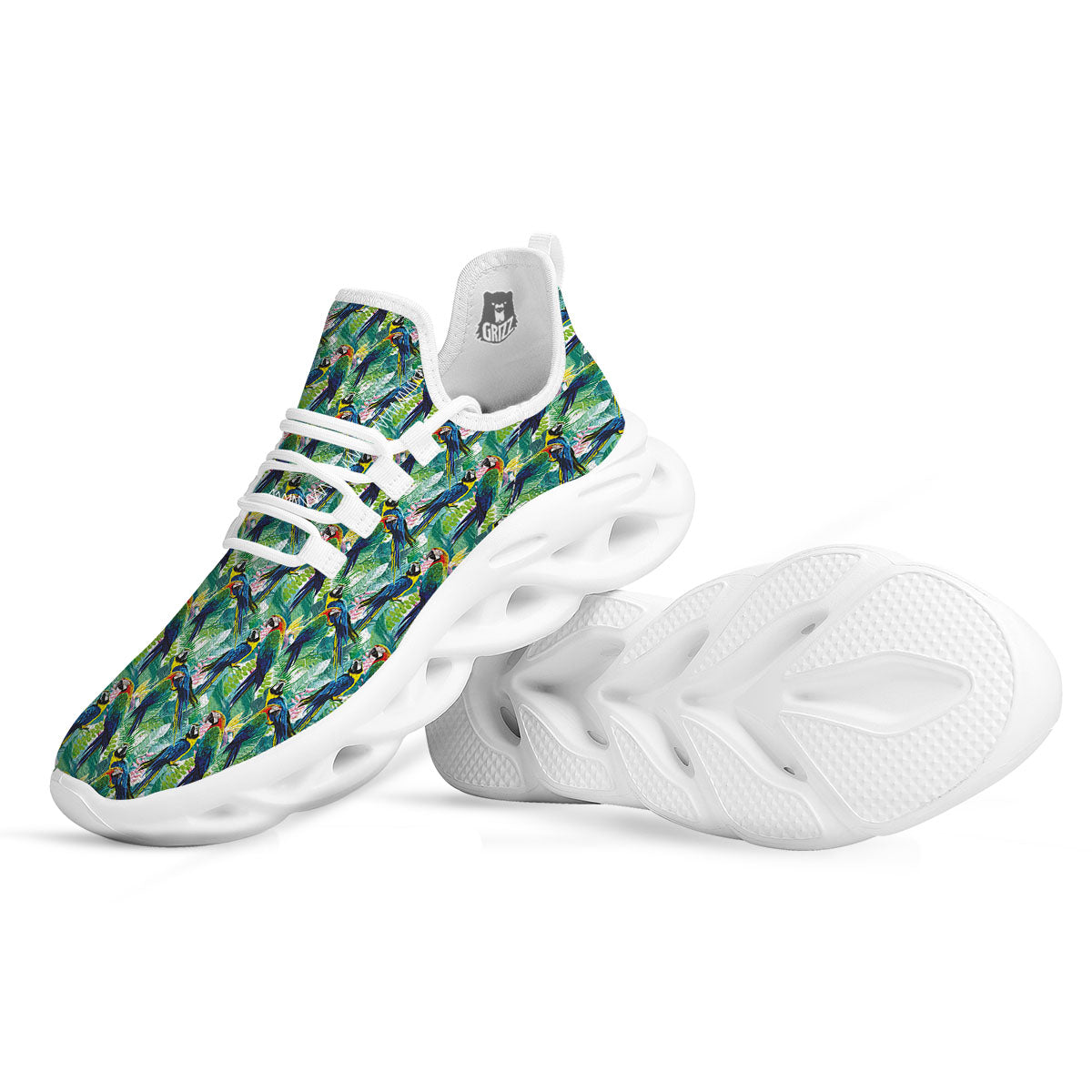 Parrot Macaw Print Pattern White Running Shoes-grizzshop