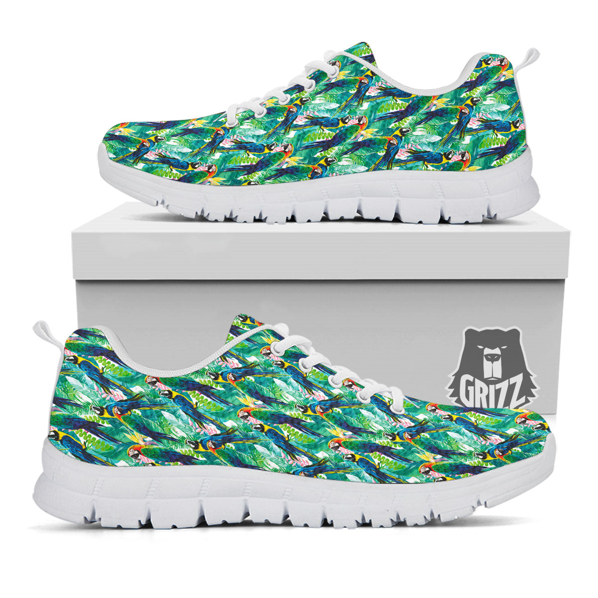 Parrot Macaw Print Pattern White Sneaker-grizzshop