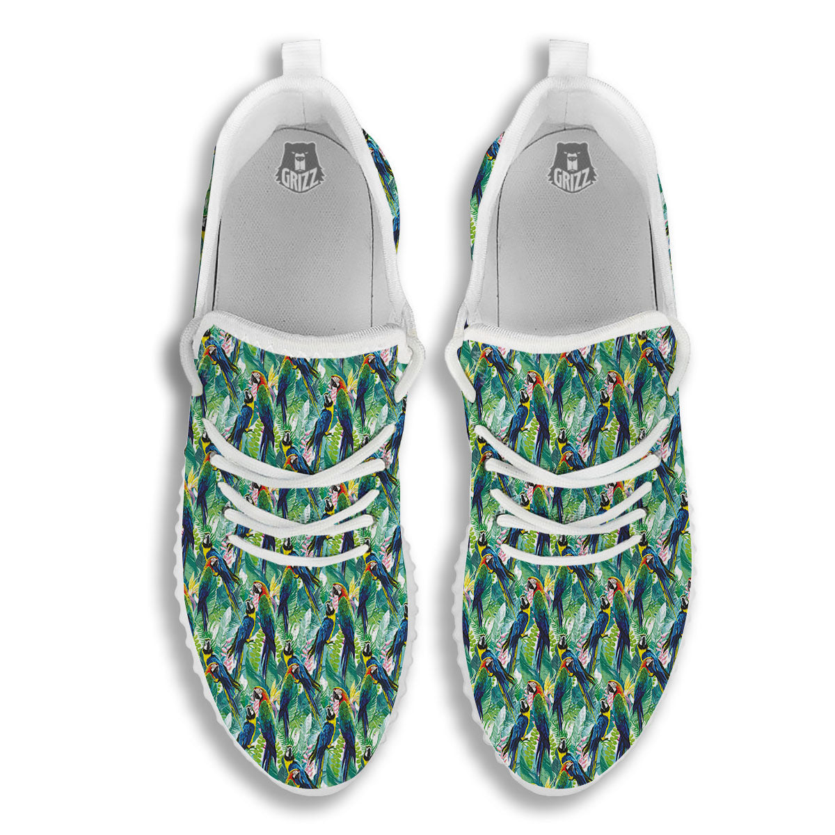 Parrot Macaw Print Pattern White Walking Shoes-grizzshop