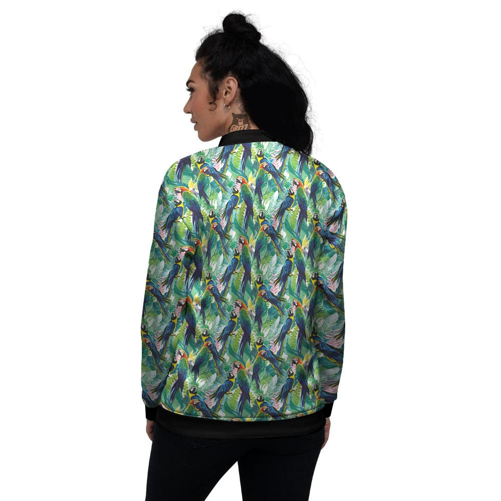 Parrot Macaw Print Pattern Women's Bomber Jacket-grizzshop