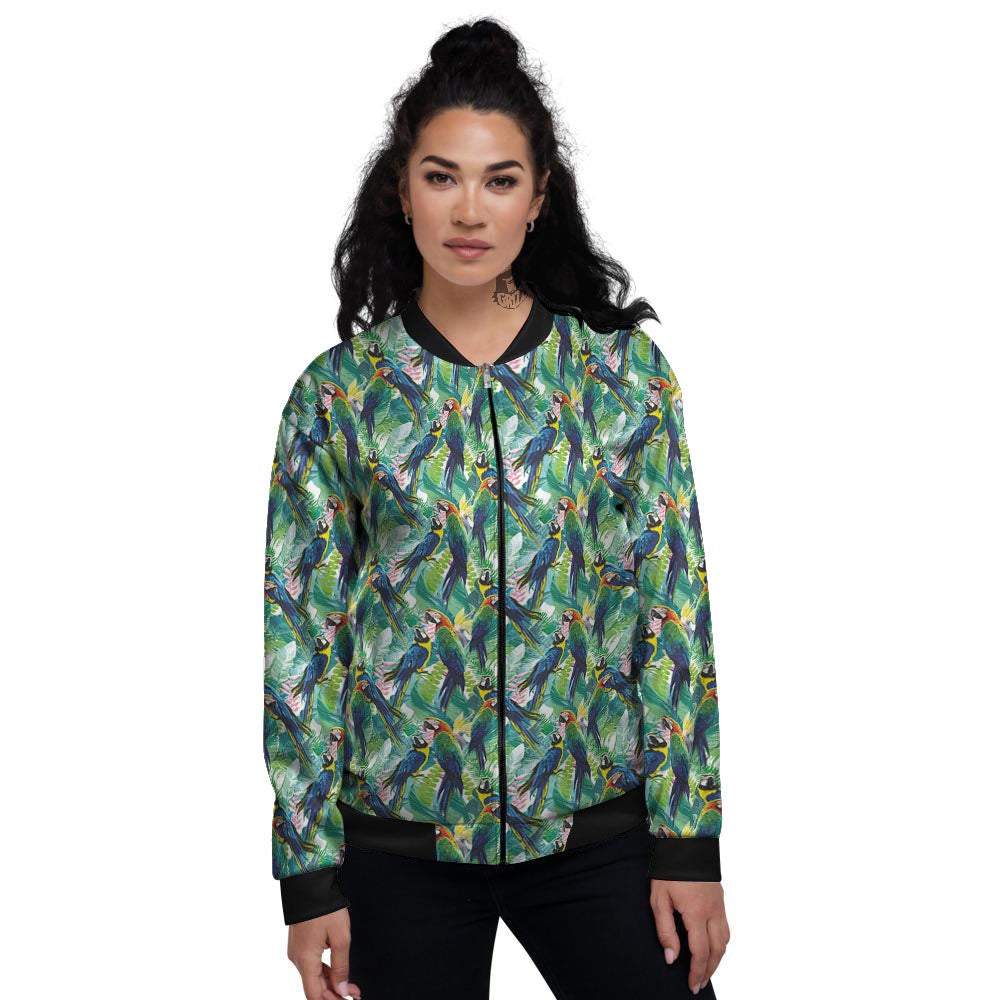 Parrot Macaw Print Pattern Women's Bomber Jacket-grizzshop