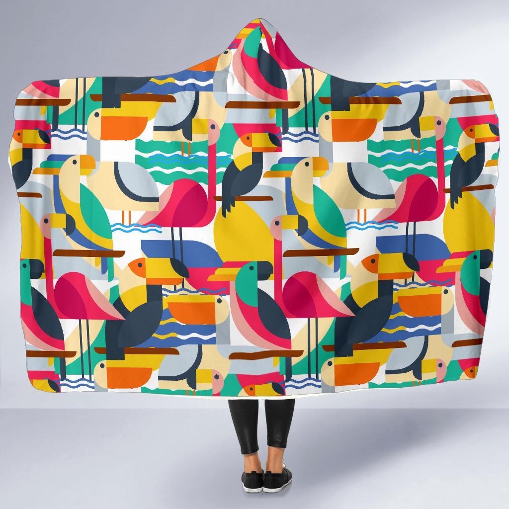 Parrot Pattern Print Hooded Blanket-grizzshop