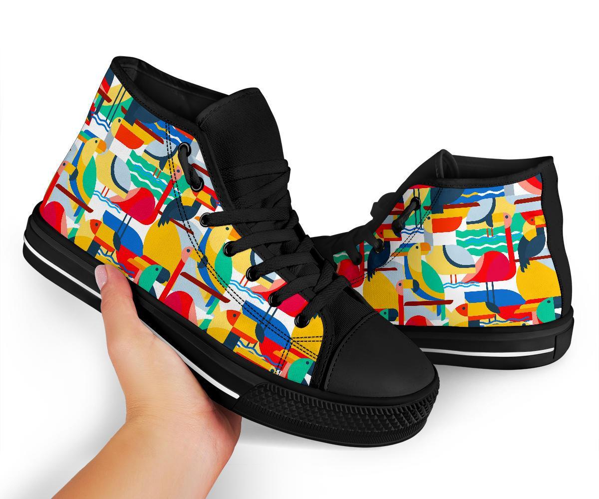 Parrot Pattern Print Men Women's High Top Shoes-grizzshop