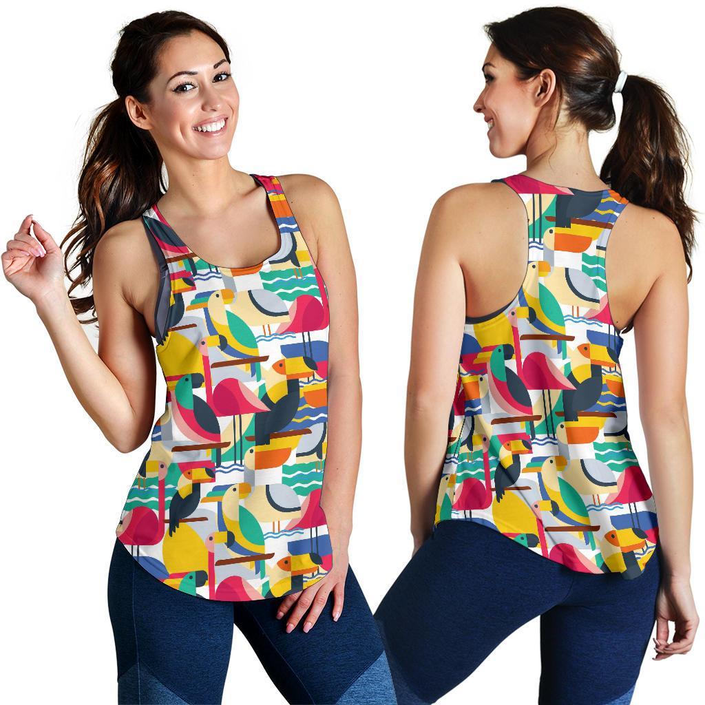 Parrot Pattern Print Racerback Tank Tops-grizzshop