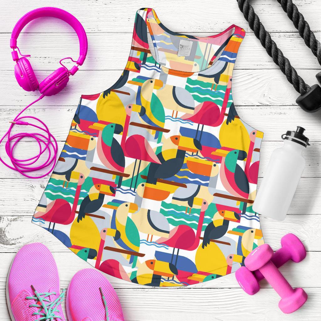 Parrot Pattern Print Racerback Tank Tops-grizzshop