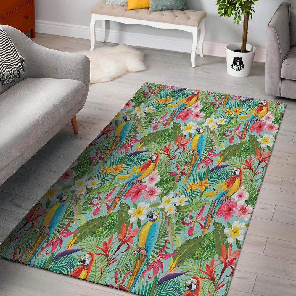 Parrot Tropical Print Pattern Floor Mat-grizzshop
