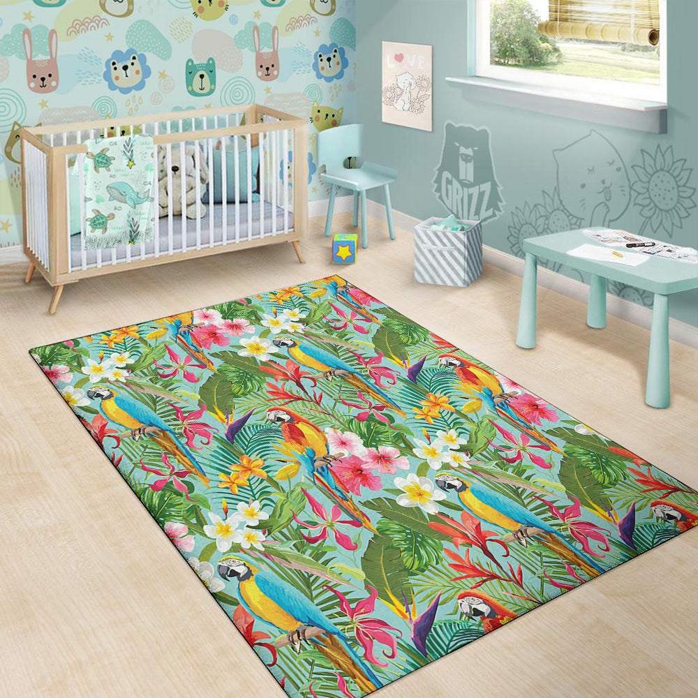 Parrot Tropical Print Pattern Floor Mat-grizzshop