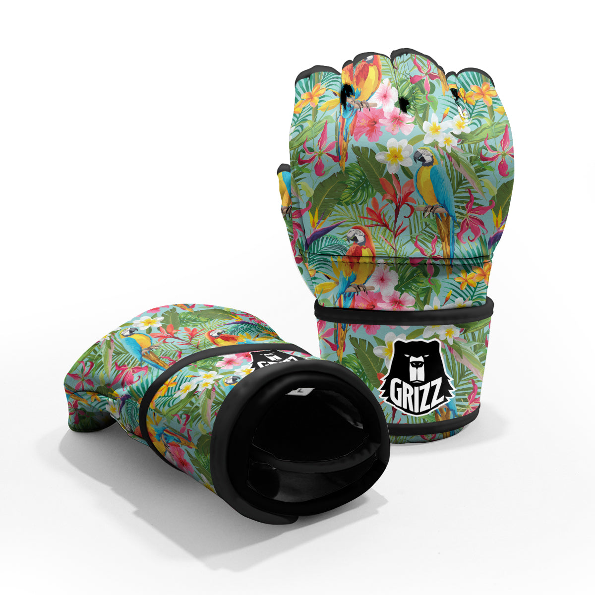 Parrot Tropical Print Pattern MMA Gloves-grizzshop