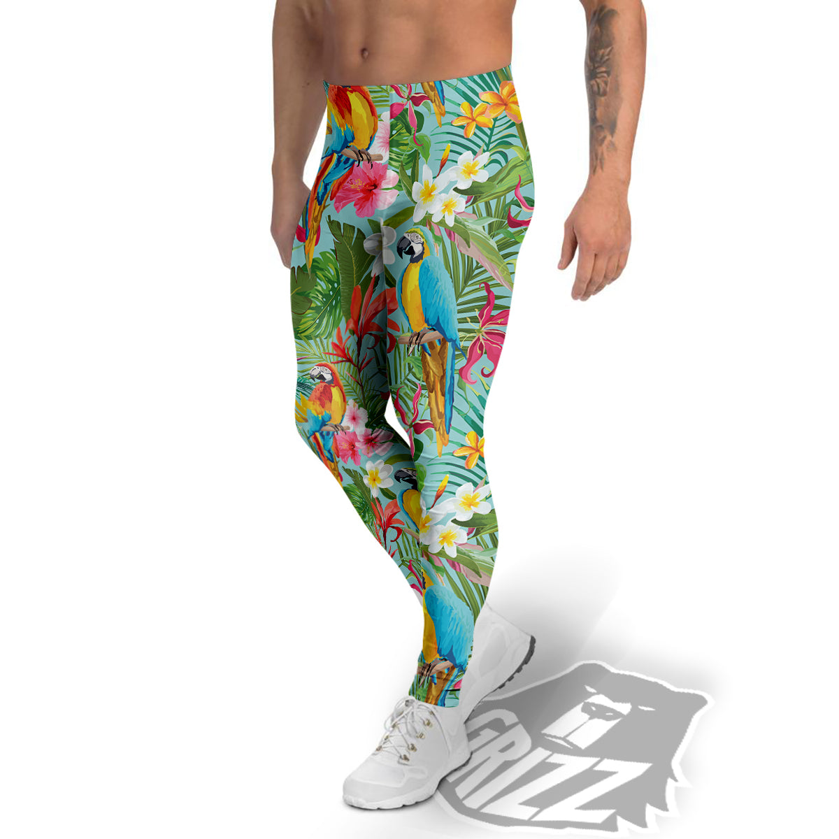 Parrot Tropical Print Pattern Men's Leggings-grizzshop