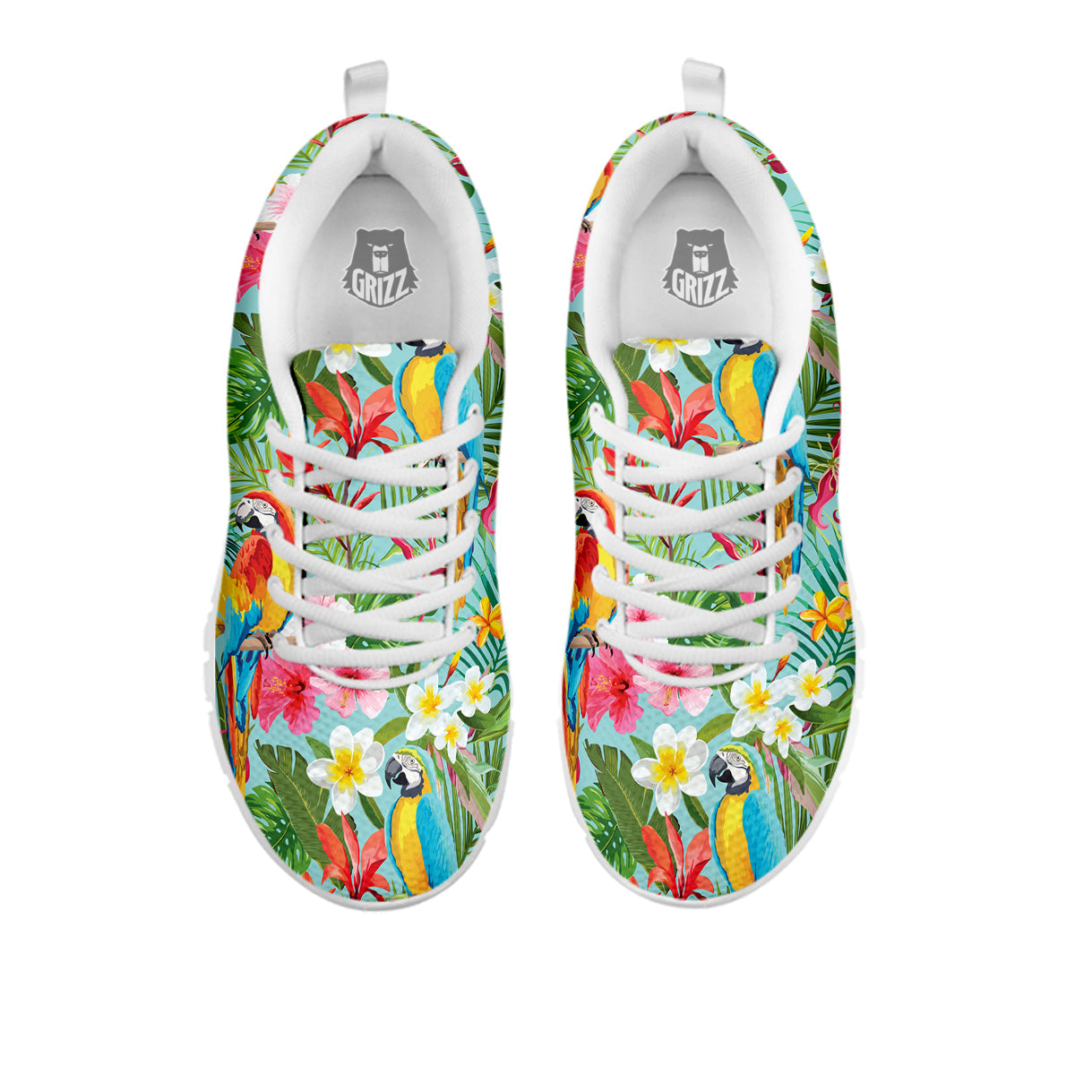 Parrot Tropical Print Pattern White Sneaker-grizzshop