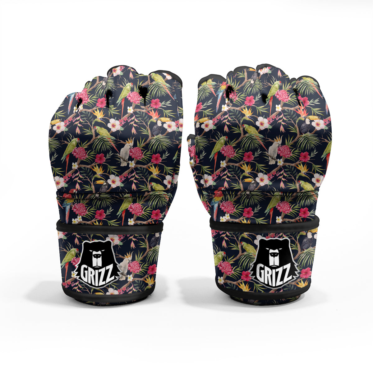 Parrot Watercolor Print Pattern MMA Gloves-grizzshop