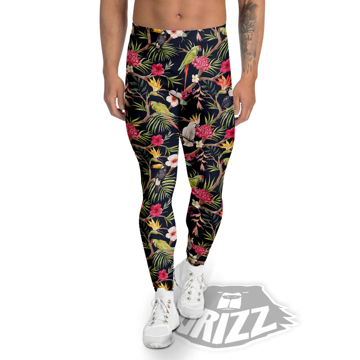 Parrot Watercolor Print Pattern Men's Leggings-grizzshop