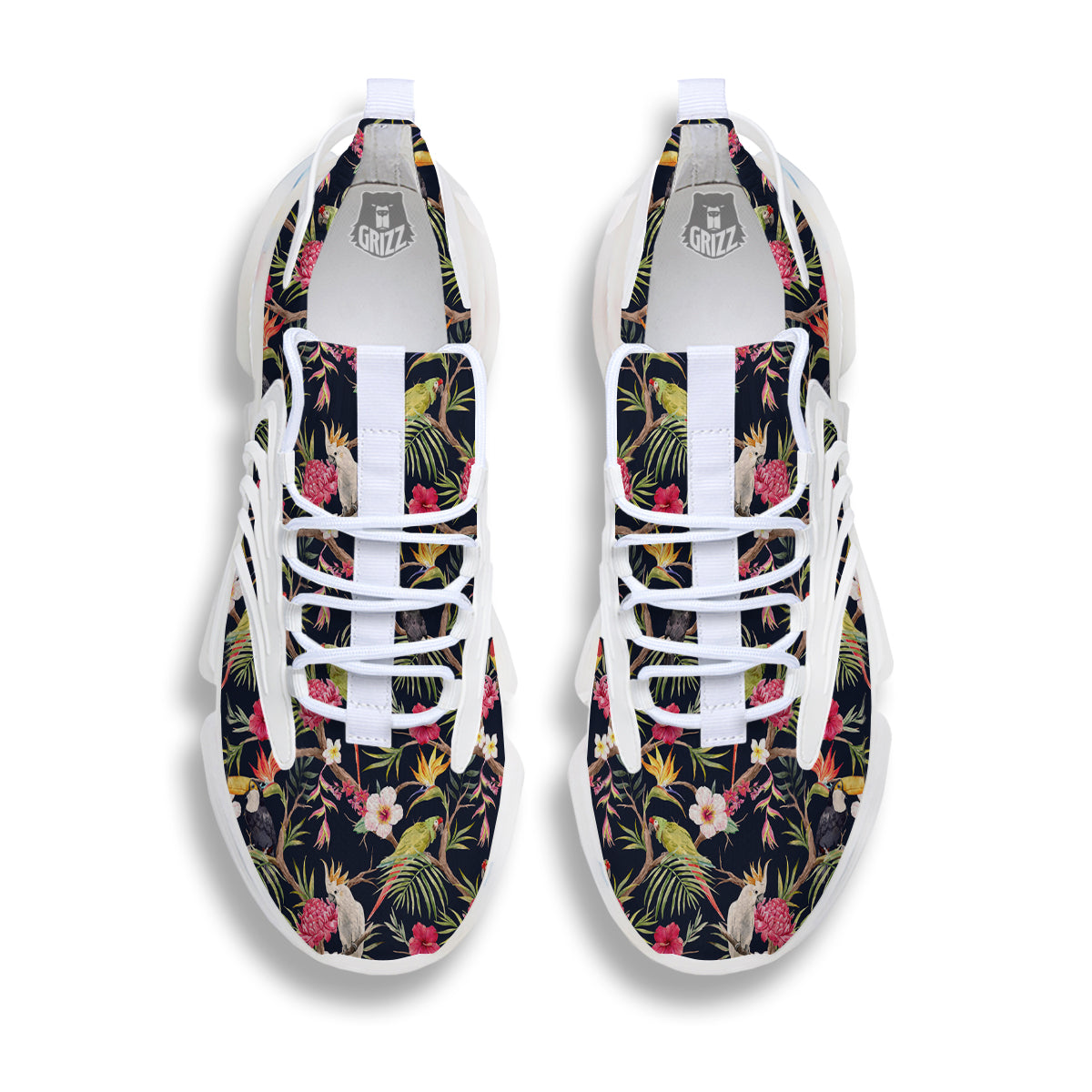 Parrot Watercolor Print Pattern White Gym Shoes-grizzshop