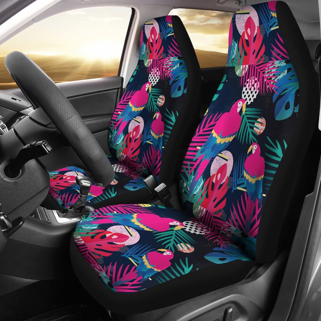 Parrot Bird Floral Pattern Print Universal Fit Car Seat Cover-grizzshop