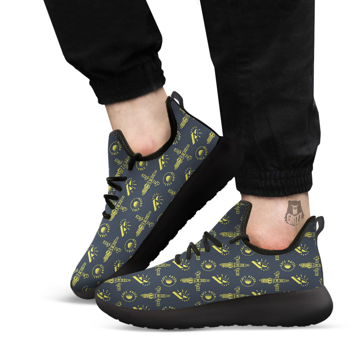 Parts Motorcycle Print Pattern Black Athletic Shoes-grizzshop