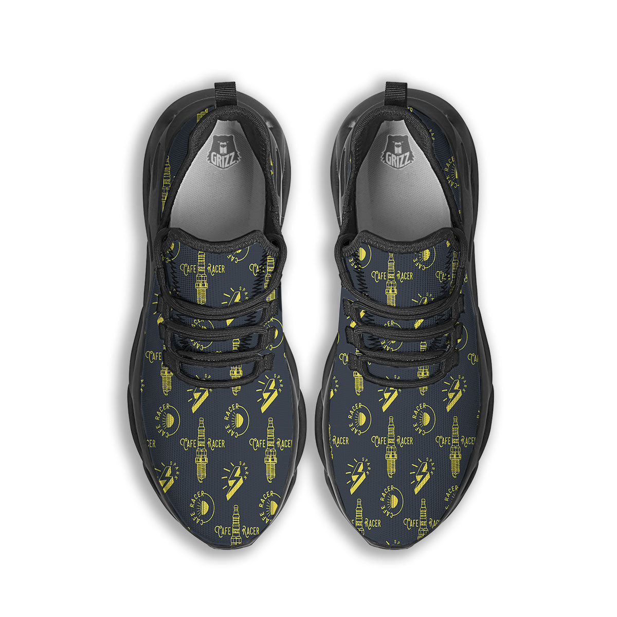 Parts Motorcycle Print Pattern Black Running Shoes-grizzshop