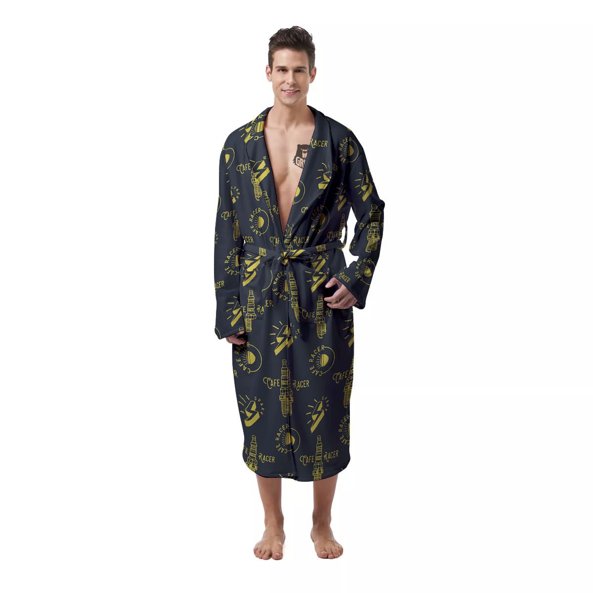 Parts Motorcycle Print Pattern Men's Robe-grizzshop