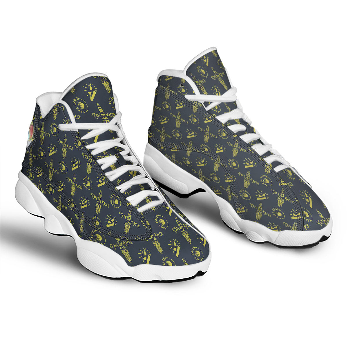 Parts Motorcycle Print Pattern White Basketball Shoes-grizzshop