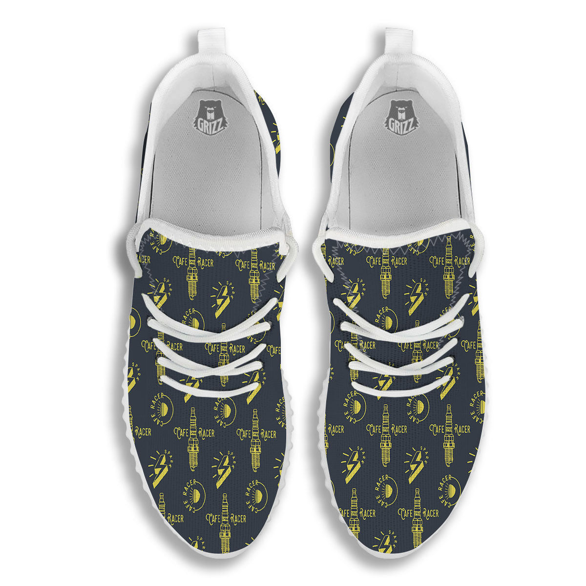 Parts Motorcycle Print Pattern White Walking Shoes-grizzshop