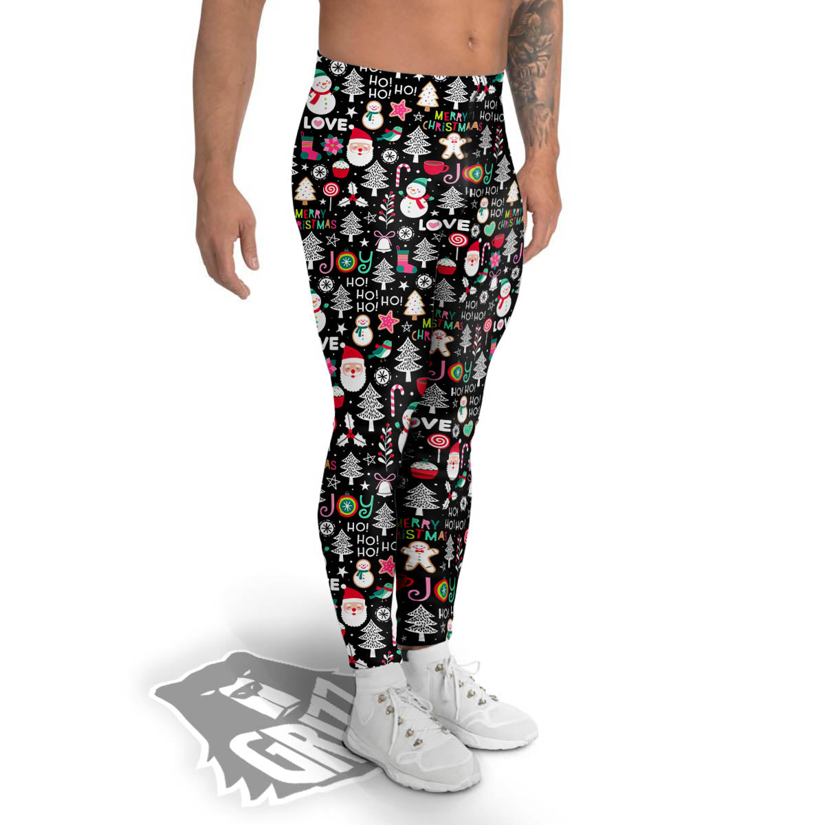 Party Elements Christmas Print Pattern Men's Leggings-grizzshop
