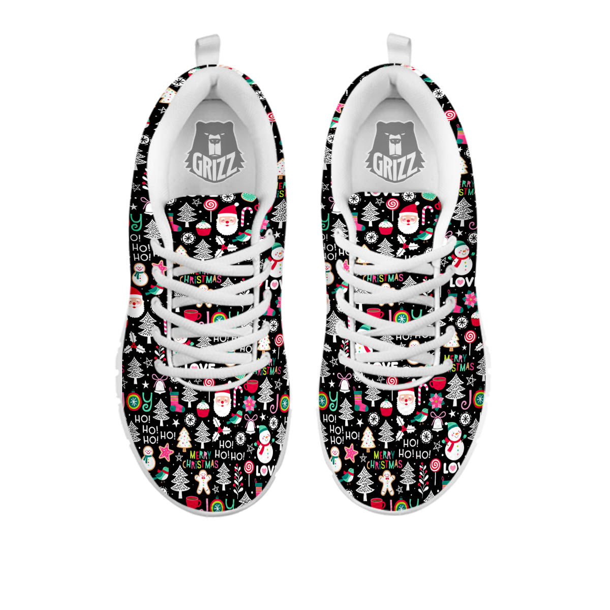 Party Elements Christmas Print Pattern White Sneaker-grizzshop
