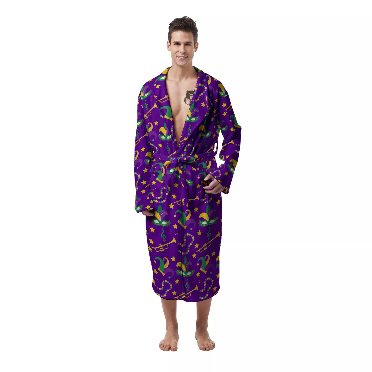 Party Mardi Gras Print Pattern Men's Robe-grizzshop