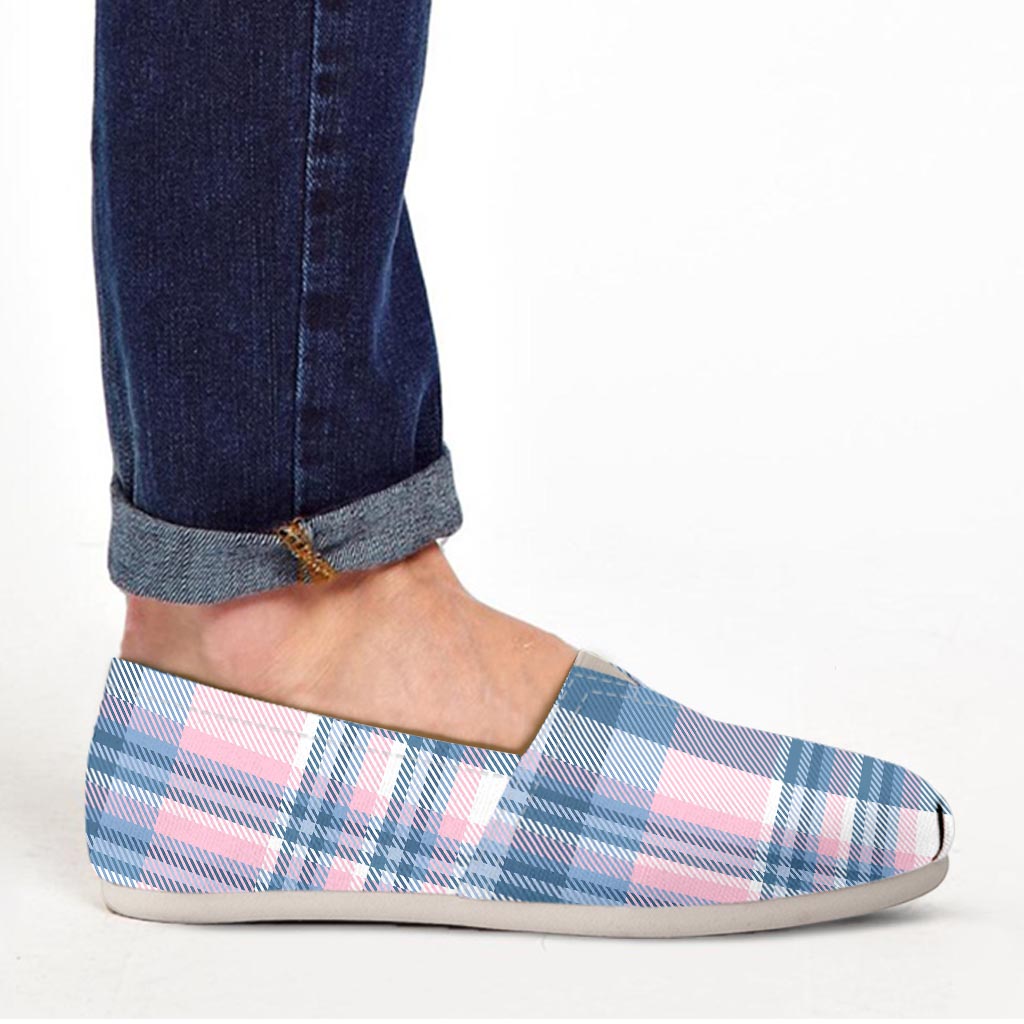 Pastel Blue And Pink Plaid Tartan Canvas Shoes-grizzshop