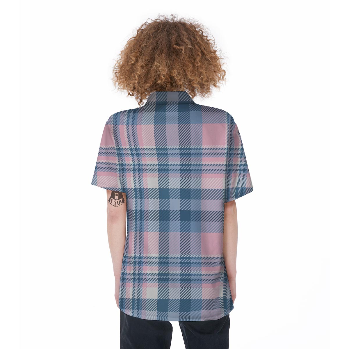 Pastel Blue And Pink Plaid Tartan Women's Short Sleeve Shirts-grizzshop