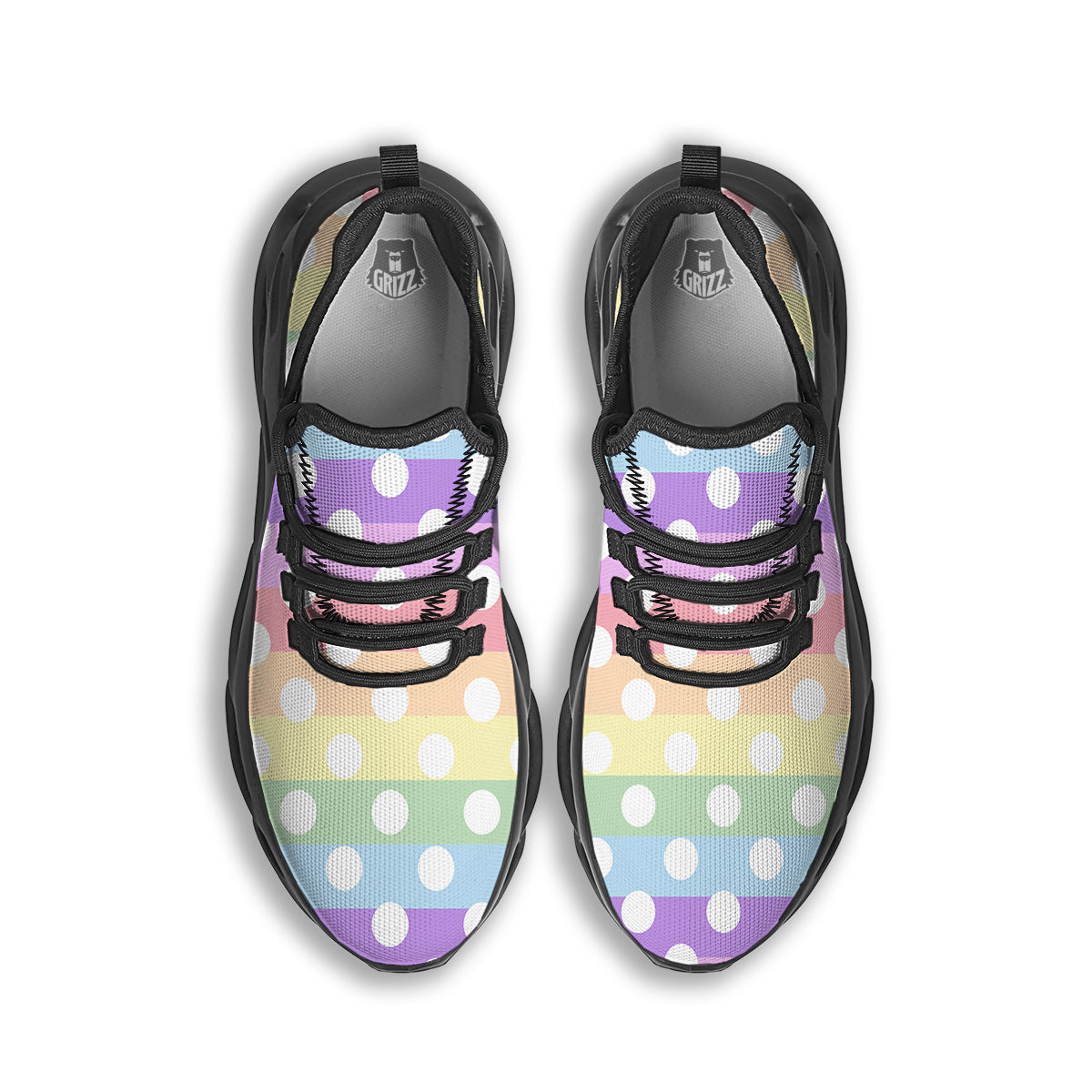 Pastel Color Polka Dot Print Pattern Black Running Shoes-grizzshop