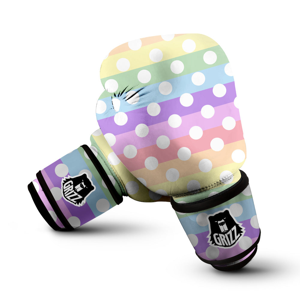 Pastel Color Polka Dot Print Pattern Boxing Gloves-grizzshop