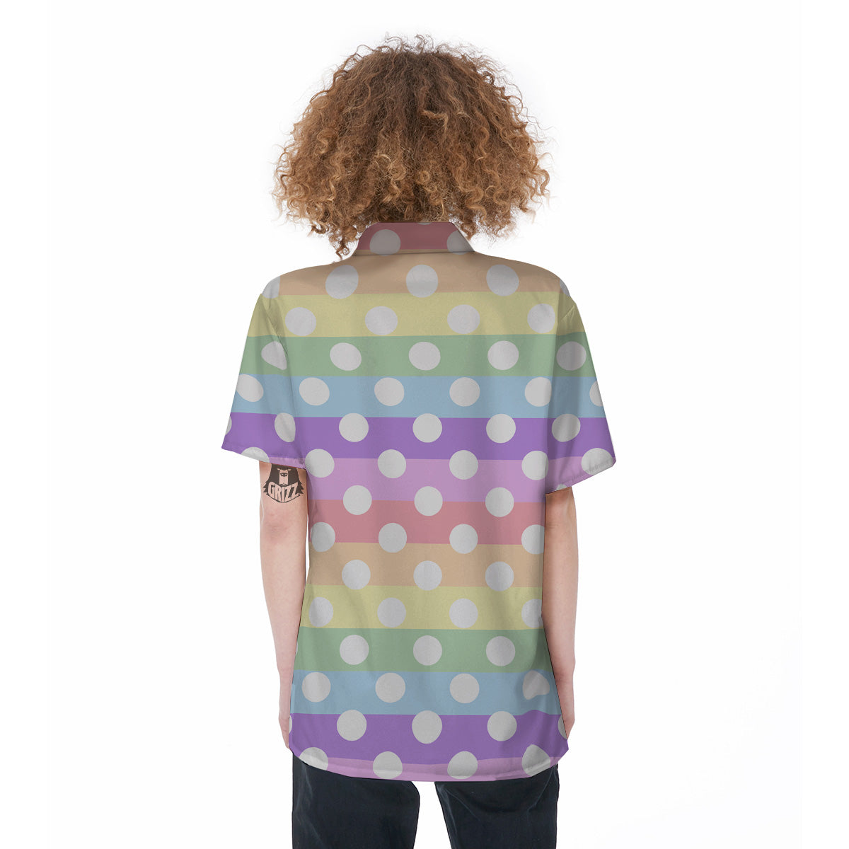 Pastel Color Polka Dot Print Pattern Women's Short Sleeve Shirts-grizzshop