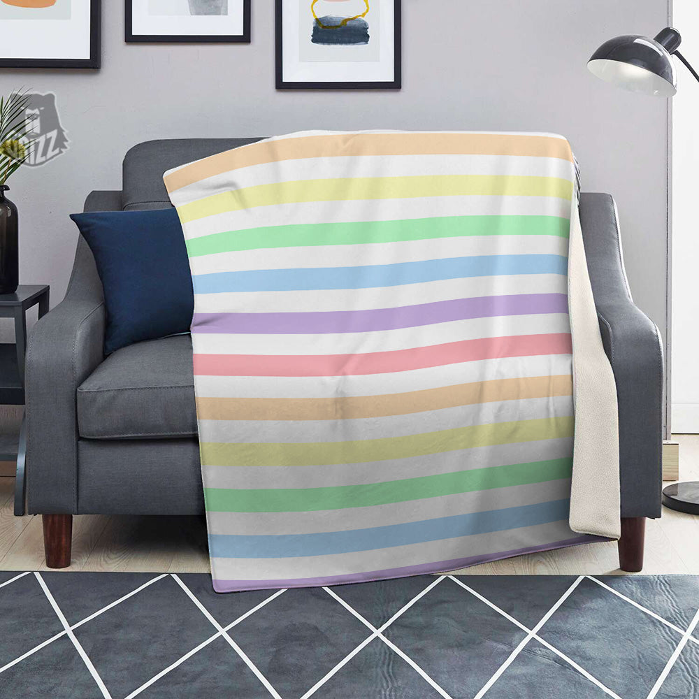 Pastel Color Striped Print Blanket-grizzshop