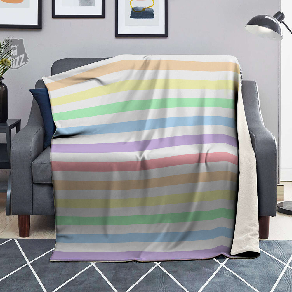 Pastel Color Striped Print Blanket-grizzshop