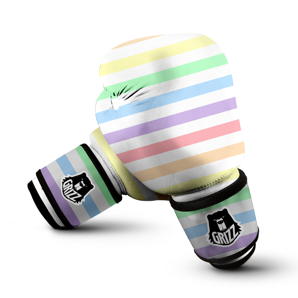 Pastel Color Striped Print Boxing Gloves-grizzshop