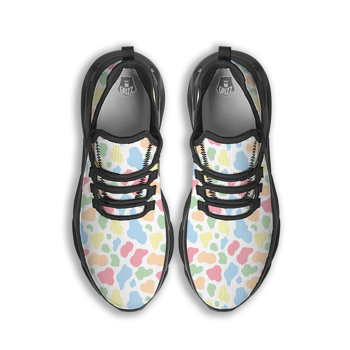 Pastel Cow Print Pattern Black Running Shoes-grizzshop
