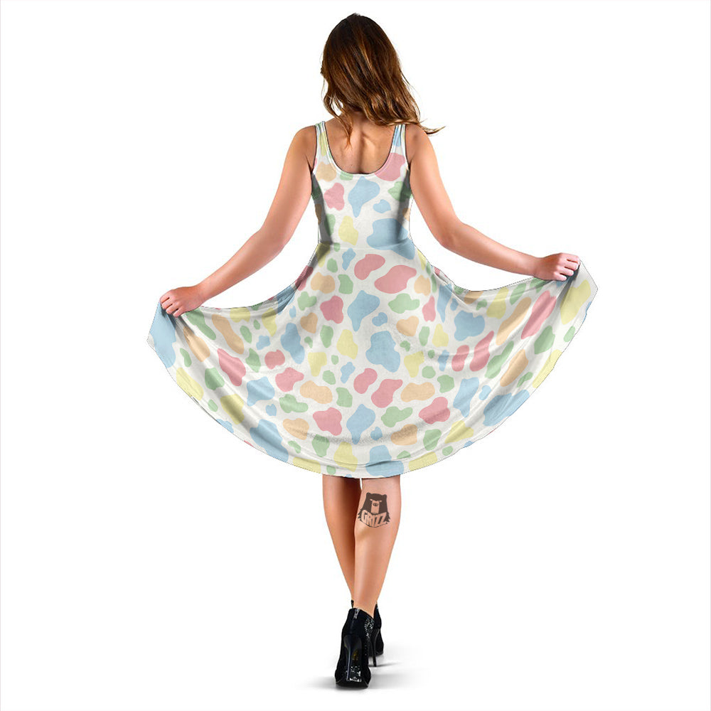 Pastel Cow Print Pattern Dress-grizzshop