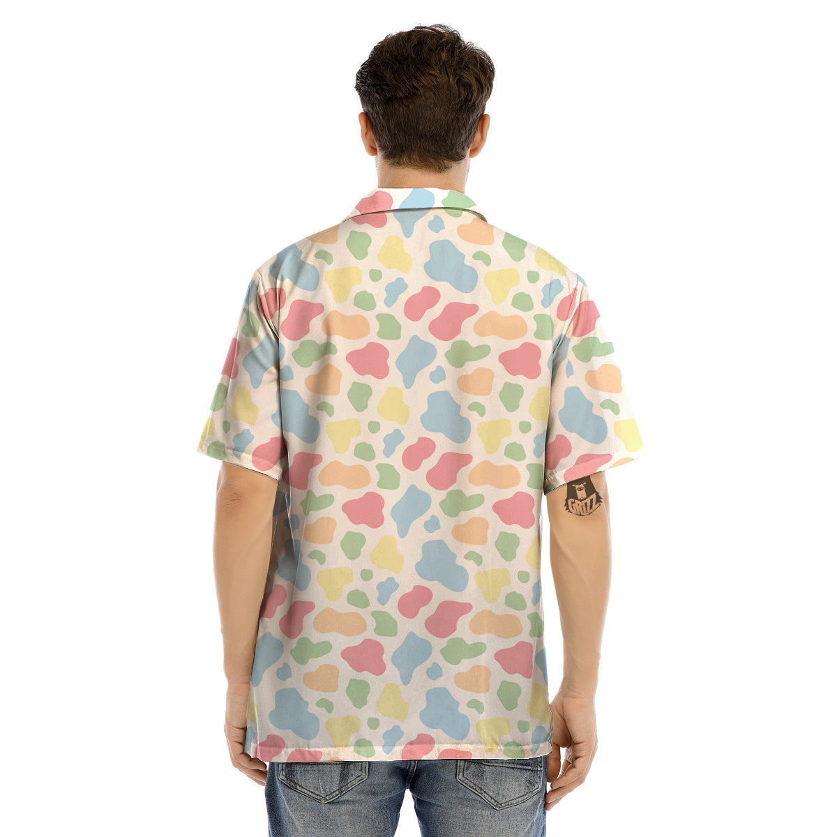 Pastel Cow Print Pattern Men’s Hawaiian Shirt-grizzshop