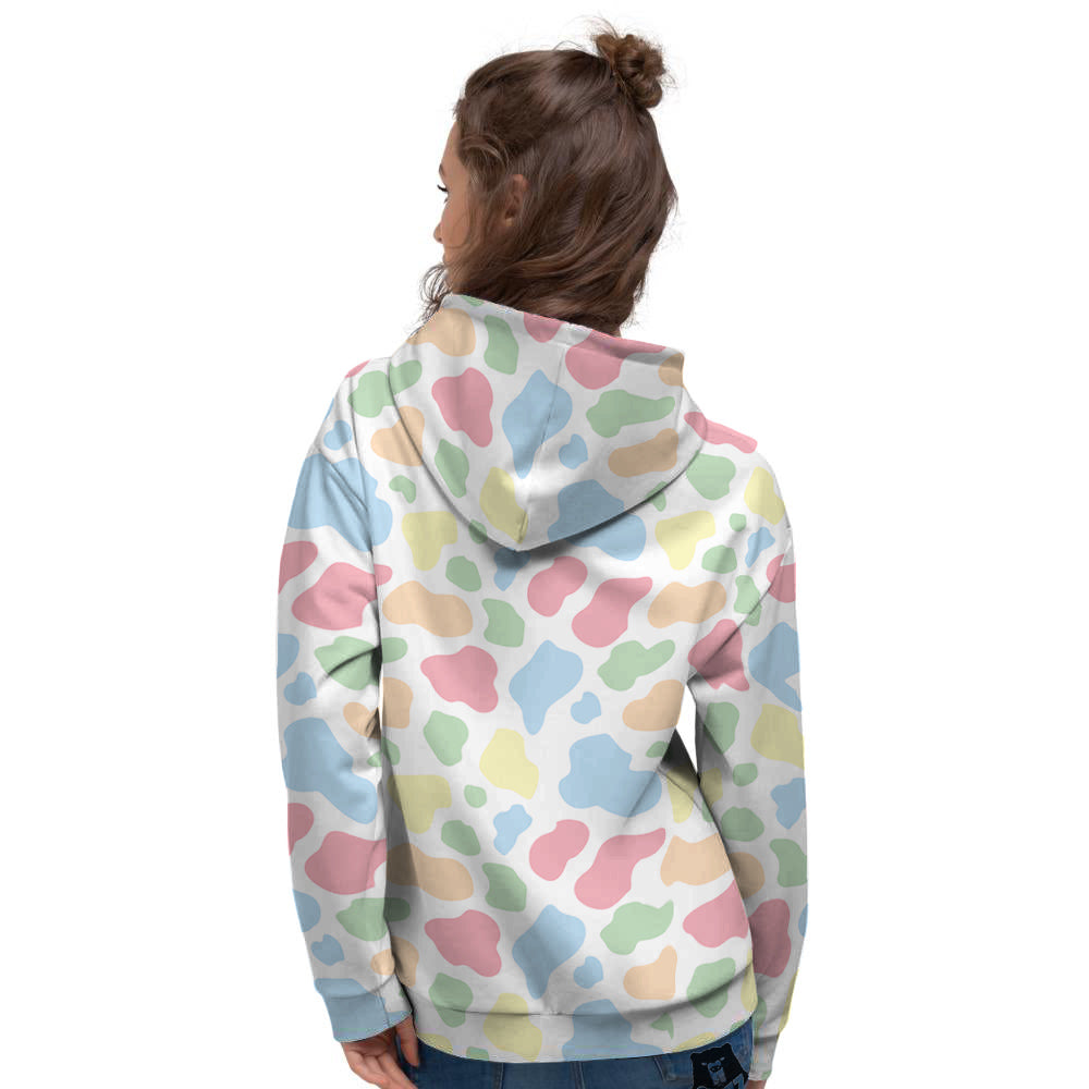 Pastel Cow Print Pattern Women's Hoodie-grizzshop