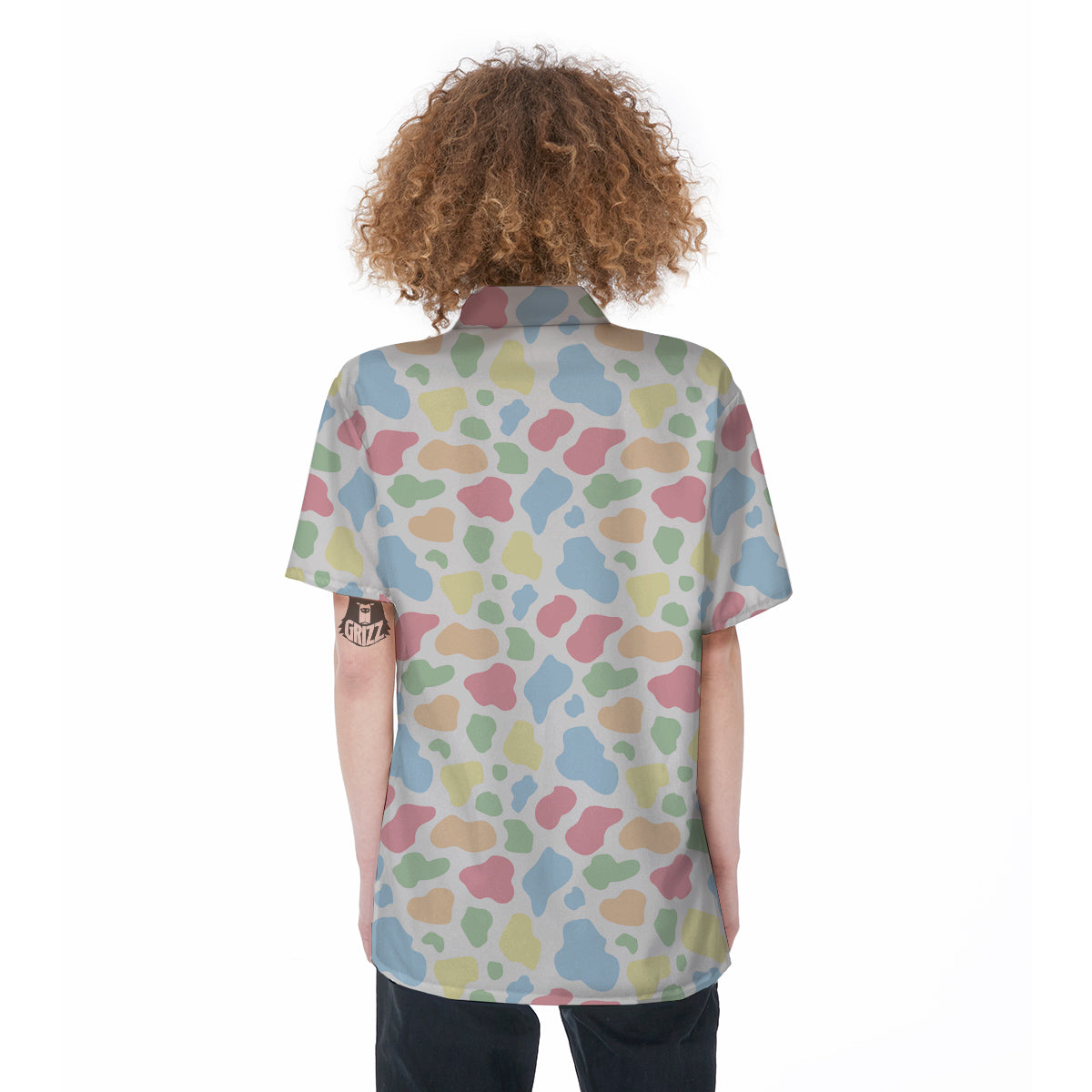 Pastel Cow Print Pattern Women's Short Sleeve Shirts-grizzshop