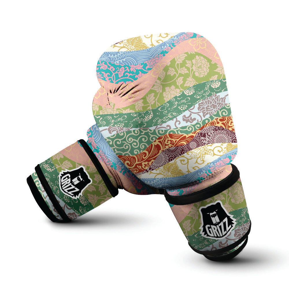 Pastel Japanese Fabric Traditional Print Pattern Boxing Gloves-grizzshop